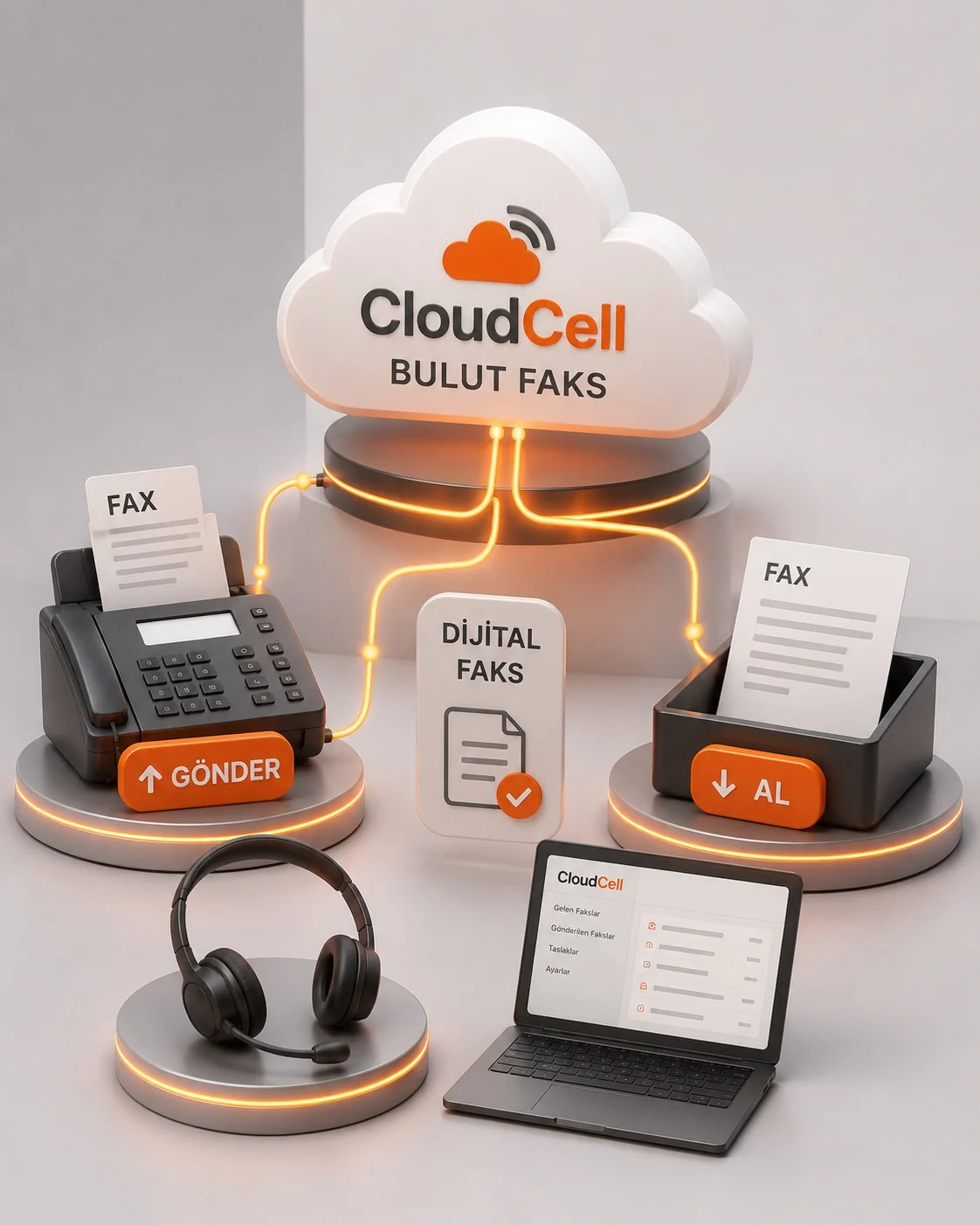CloudCell Bulut Faks gönderim, alım ve dijital arşiv yapısı