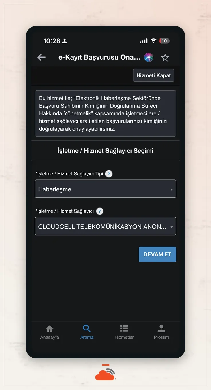 Mobil uygulamada Haberleşme ve CloudCell sağlayıcı seçimleri